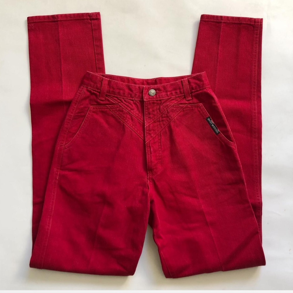 High-Rise Red Women’s Jeans - Classic Fit